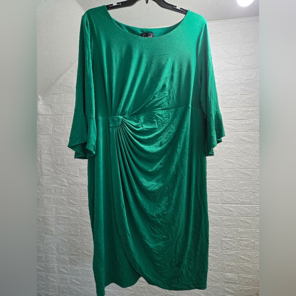 Connected Apparel Jersey Dress- Kelly Green - Picture 2 of 4